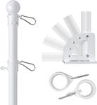 7ft Flag Pole for House Outside with 5 Position Mounting Bracket, Stainless Steel Flagpole Kit for Commercial Outdoor Handheld Portable Carry Use, Heavy Duty Tangle Free House Garden Flag Pole,White