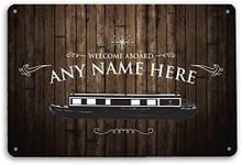 Personalised Boat Sign - wood effect A4 sign - narrowboat, barge, boating accessories