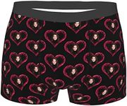 Collienght Custom Lover Face Boxer Briefs I Love You Personalized Photo Funny Underwear Shorts for Men Sequin Heart Underpants with Your Girl Wife's Face(Style 9)