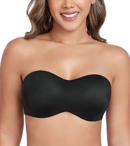 HACI Women's Unlined Strapless Bra for Plus Size Minimizer Seamless Underwire Large Bust Bandeau(Black,34B)