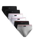 DANISH ENDURANCE 6 Pack Men’s Cotton Briefs, Classic Stretch Underwear Pants, Comfortable, Tag-free, Multicolour: 2 x black, 2 x white, 1 x grey, 1 x black/red line band, Medium