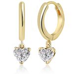 MINUTIAE Gold Plated Heart Solitare Dangling Clip On Earring Austrian Zirconium Earring For Women And Girls, Heart Shaped Diamond - Gold