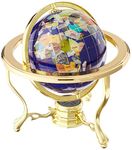 Unique Art 150-GT-BLUE-GOLD 10-Inch by 6-Inch Blue Lapis Ocean Table Top Gemstone World Globe with Gold Tripod