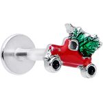 Body Candy Womens 16G Stainless Steel Truck Festive Tree Labret Monroe Lip Ring Tragus Cartilage Stud 5/16"