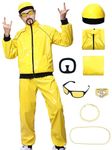 Raveparty 90s Fancy Dress Costumes, Ali g Costume 90s Rapper Celebrity Costume for Adults Hip Hop Costume with Hat Necklace Beard Glasses Ring for Carnival Halloween Party