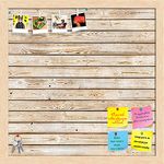 ArtzFolio Natural Texture | Bulletin Board Notice Pin Board | Vision Soft Board Combo with Thumb Push Pins & Sticky Notes | Natural Brown Frame | 16 x 16 inch (41 x 41 cms)