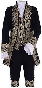 Victorian Costume Men's Rococo Costume Suit Prince Cosplay Costume for Halloween (XL, Black)