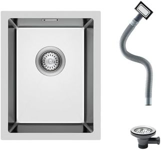 KINKIBOS 304 Stainless Steel Sink 35 x 45 cm, Small Kitchen Sink, Undermount Kitchen Sinks with Overflow, 1 Bowl (Without Drain Pipe), Brushed