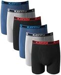 KAYIZU Men's Underwear, Brand Ultimate Soft Cotton Boxer Brief (6-Pack) Black/Light Gray/Blue Large