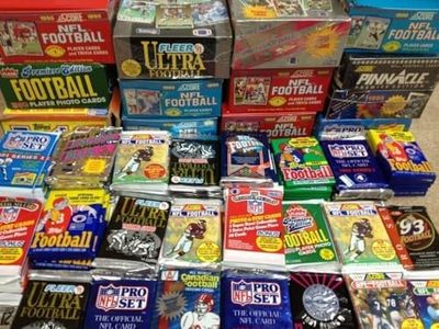 300 Unopened Football Cards Collection in Factory Sealed Packs of Vintage NFL Football Cards From the Late 80's and Early 90's