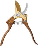 Titanium Garden Secateurs, Ergonomic Hand Pruners with Rust Proof Blades, Ideal for Pruning Shears, Plant Clippers, Garden Tools, Rose and Flower Trimmers (Wooden Handle)