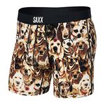 SAXX Underwear Co. Men's Vibe Super Soft Boxer Brief, Dogs of Saxx- Multi, Small