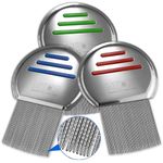 Lice Comb - (Pack of 3) Head Lice Treatment That's Individually Package to Prevent Contamination Professional Stainless Steel Louse and Nit Combs Removes Eggs with Rounded Tips for Comfort