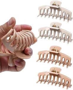 Mesovor 4 Pack Silicone Flexible Hair Claw Clips, Nonslip 4.33" Large Bendable Claw Clip | Soft Cozy Neutral Hairclips for Thin and Thick (Dark Khaki, Light Khaki)