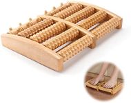 Dual Foot Massager Roller Wooden wi