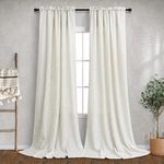 Cream Curtains 120 Inches Long for Living Room Dining 2 Panels Set Rod Pocket Draperies Semi Sheer Privacy Natural Linen Curtains for High Ceiling Patio Door Rustic Farmhouse Decoration 10 FT Tall