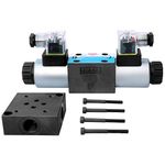 Winchmax CETOP3 / NG6 24v Solenoid Operated Modular Directional Valve with Double 24V Coils for Hydraulic Winch. Manifold Subplate in Forged Steel with 3/8 inch Ports