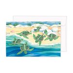 Tree-Free Greetings ECOnotes Blank Note Cards, Matching Envelopes, Blank Stationary Card Set, 4" x 6", Turtle Baby Sea Classic, Pack of 12 (FS66926)