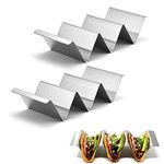 Taco Holder Stand Set,2 Pack Stainless Steel Taco Tray Holder Taco Stands Mexican Food Rack Taco Rack Wave Shaped Taco Tray Holds Wave Taco Rack 2-3 Hard Shell Stands for Dishwasher and Oven