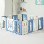 Bestgame Baby Play Pen, 14 Panels Extra Large Baby Playpen, Foldable Play Pens for Babies and Toddlers, UFO Portable Fence Gate Play Yard, Blue