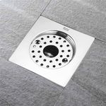 Ruhe® Air Flat Cut Square Floor Drain | 304-Grade Stainless Steel Floor Trap | 5 x 5 inches | Floor Drain with Cockroach Trap/Jali, Lock & Hole