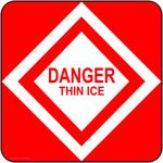 ComplianceSigns.com Danger Thin Ice Reflective Sign, 32x30 in. with Center Holes on 80 mil Aluminum for Recreation