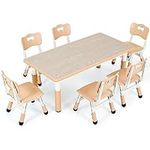Arlopu Kids Table and 6 Chairs Set,