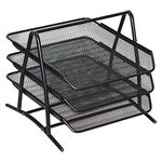 3 Tier A4 Mesh in Tray | Mesh Desk Organiser | for Home & Office | Black | File Holder Document Storage Letter Paper Organiser