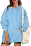 Zeagoo Womens Hooded Dress Fleece Pullover Hoodies Long Sleeve Solid Sweatshirts Fall Hoodies Light Blue XX-Large