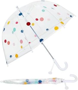 decalsweet Kids Umbrella Clear Bubble Umbrellas for Rain,Transparent Dome Safety Windproof Umbrella with Easy-Grip Hook Handle for Toddler Girls and Boys