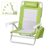 Old Bahama Bay Reclining Beach Chair Backpack 5-Position Lay Flat Lounge Chair for Adults Heavy Duty Support 400 LBS Portable Folding Lightweight with Cooler Bag Camping Chair for Sand Outdoor Green