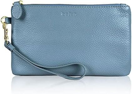 befen Genuine Leather Wristlet Clutch RFID Blocking Bag Cell Phone Wallet Purse Smartphone Wristlet Wallet Purses and Handbags for Women, Blue - Air Force Blue