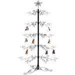 HOHIYA 7 Feet Wrought Iron Christmas Tree Metal Ornament Display Stand Holder Hanger Wire Hook Hanging Spiral for Halloween Swarovski Crystal Glass Balls Bauble Decorations Gift Craft Black