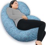 COOZLY C Shaped Pregnancy Pillow | Maternity Pillow|100% Cotton Removable Covers Premium Pregnocare Fibres Sleeping (03 Super Premium, Treeoflifetree Of Life,Blue,Grey)