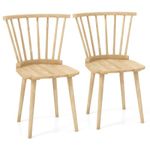 Giantex Wood Dining Chairs Set of 2, Windsor Dining Chairs, American Country Kitchen Chairs w/Rubber Wood Frame & High Spindle Back, Farmhouse Armless Side Chairs for Home Living Room, Natural