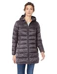 Amazon Essentials Women's Lightweight Long-Sleeve Full-Zip Water-Resistant Packable Hooded Puffer Coat, Charcoal Heather, X-Large