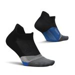 Feetures Elite Light Cushion No Show Tab Ankle Socks - Sport Sock with Targeted Compression - Tech Blue, XL (1 Pair)