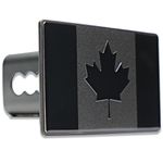 Caravanture Canada Flag Hitch Cover - Fits 2 Inch Receivers, Canadian Flags Hitch Covers for RV, Trailer, Car or Truck - Black - Towing Trailers Cover Hitch