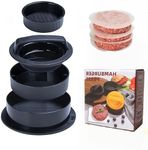 3 in 1 Burger Press,Burger Press Patty Maker, Hamburger Patty Maker for Stuffed Burgers with 100 Wax Papers,Non-Stick Meat Beef Veggie Hamburger Mold Kitchen Barbecue Tool Grilling Accessories