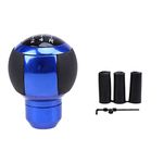 SKUNTUGUANG Universal Gear Shift Knob Manual Gear Shifter Stick Car Shifter Adapter with 3 Adapters 8mm 10mm 12mm for Cars Aluminum Alloy Leather (Black and Blue)