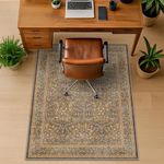 Vintage Gold Brown Office Chair Mat for Hard Wood & Tile Floors, 48x60 Non-Slip Ultra Soft Low Pile Under Desk Rug, Floor Protector for Heavy Duty Office Chair, Machine Washable, Taupe