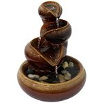 Sunnydaze Tiered Vessels 10-Inch Indoor Ceramic Tabletop Fountain - Electric Submersible Pump with Adjustable Flow Brown