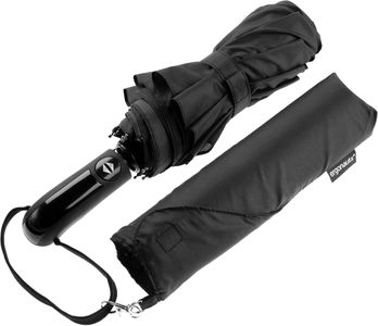 Ergonauts Windproof Travel Umbrella – Vented Double Canopy, Teflon, Black