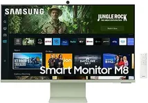 SAMSUNG 32" M80C UHD HDR Smart Computer Monitor Screen with Streaming TV, Slimfit Camera Included, Wireless Remote PC Access, Alexa Built-in (LS32CM80GUNXZA), Spring Green, 8" D x 28.1" W x 22.6" H