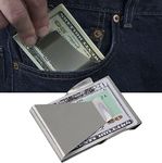 LEEMASING Slim Clip Double Sided Money Clip Credit Card Holder Wallet Stainless Steel For Husband Dad Wife, Silver