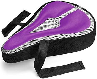 Roam Bike Seat Cushion Cover - Padded, Comfort Gel Bicycle Pad for Mountain, Road, Cruiser, Exercise, Spin, or Stationary Bikes - Saddle Bike Seat Cover for Adult Men & Women - Purple