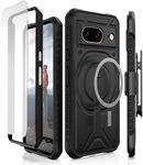 Caseborne Compatible with Google Pixel 8 Protective Case -Compatible with MagSafe, Slim Yet Rugged with Tempered Glass Screen Protector and Belt Clip Holster