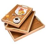 Prosumers Choice Bamboo Serving Tray with Handles - Bamboo Trays for Food-Serving Tray - Wooden Trays for Food - Set with Different Sizes