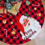 48 Inch Christmas Tree Skirt Red Santa Claus with Candy Cane Christmas Stockings, Black Red Buffalo Plaid Christmas Tree Skirt Ornaments for Merry Christmas Holiday Party Decorations Indoor Outdoor