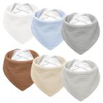 Susurration Muslin Baby Drool Bibs 6Pack Soft Triangular Adjustable Baby Bandana Bibs for Unisex Girls & Boys (Multicolored)